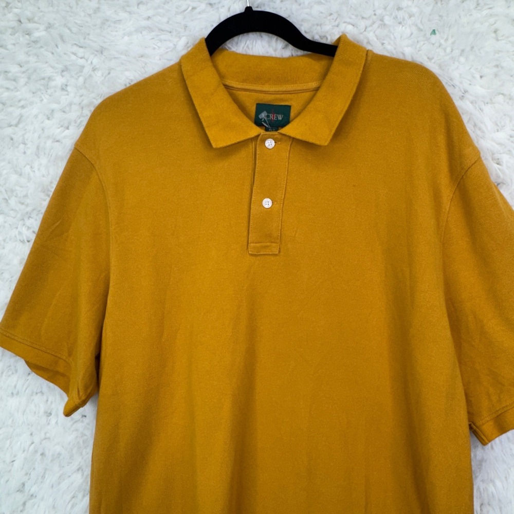 J.Crew Pique Polo Shirt XLT Mustard Yellow Short Sleeve Preppy Casual Tall - Picture 7 of 9